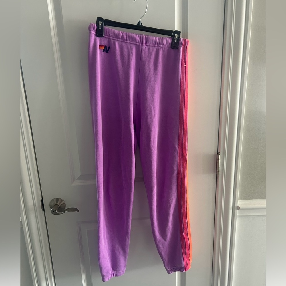 Aviator Nation 5 Stripe Sweatpant Neon Purple - Picture 2 of 4